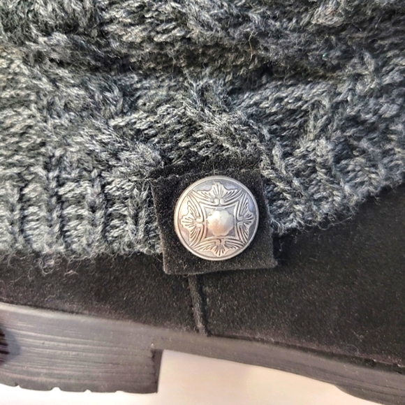 Muk Luk black suede cable knit sweater boot - Picture 4 of 6